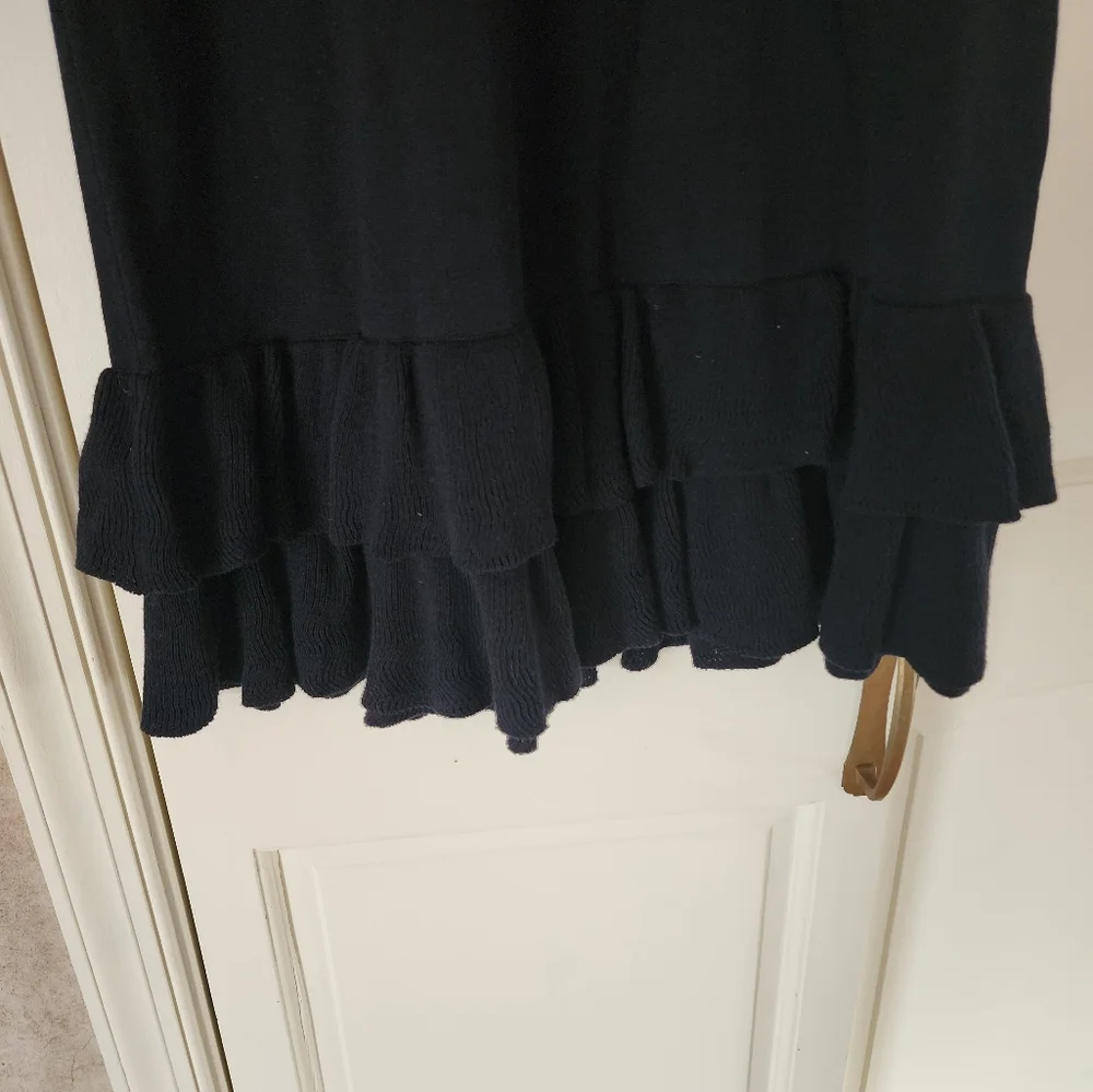 Nine West Women's Black Bell Sleeve Sweater Dress Ruffle Hem Size M - Picture 4 of 5